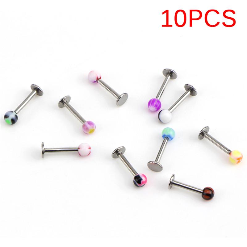 10/30/50 Stück 16G Kugellippenringe Labret Bars Edelstahl Ohrstecker Körperpiercing
