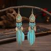 Bohemian Colorful Feather Tassel Earrings For Women Ethnic Beads Drop Statement Hanging Earrings Girls Fashion Jewelry Gift