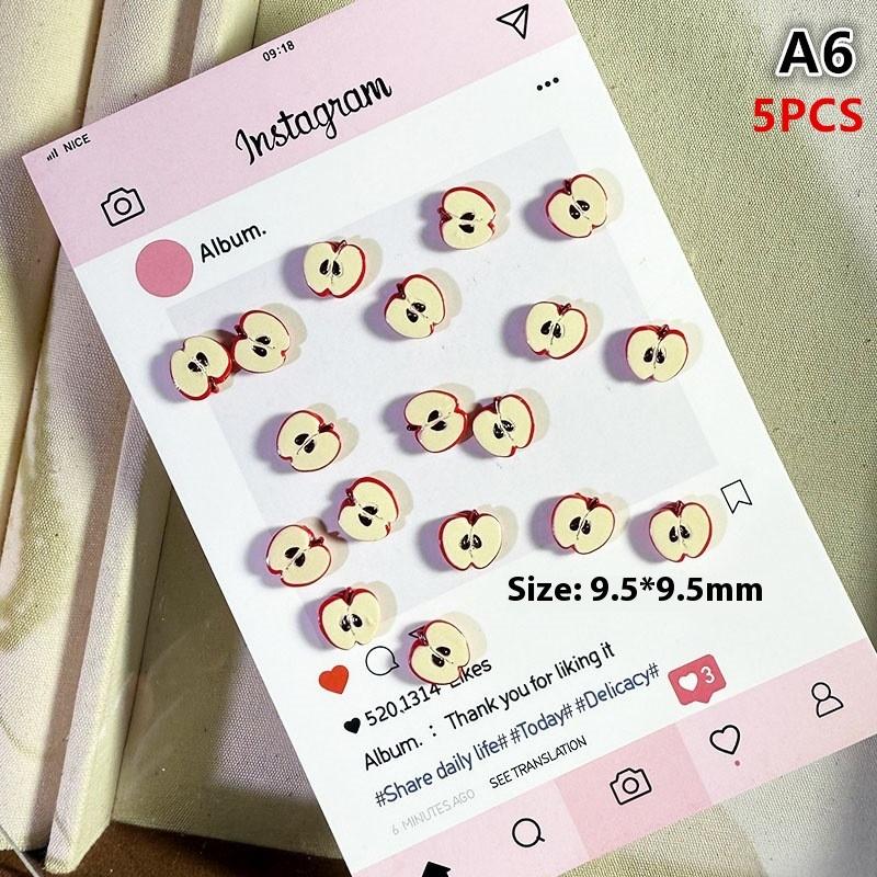 5/24/30Pcs Resin Simulated Fruit Nail Art Charms Cute Red Painted Multiple Shapes DIY Decorations for Creative DIY Nails