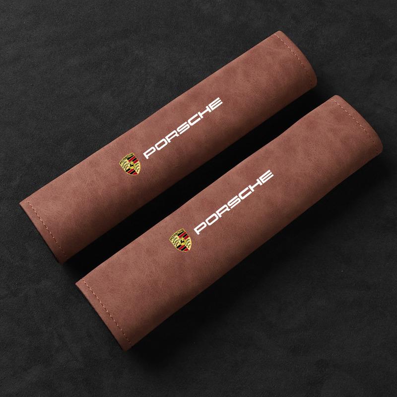 

2Pcs Car Seat Belt Cover Safety Belts Shoulder Pad Accessories For Porsche 911 Cayenne Panamera Macan Carrera-GT 928 968 Boxster