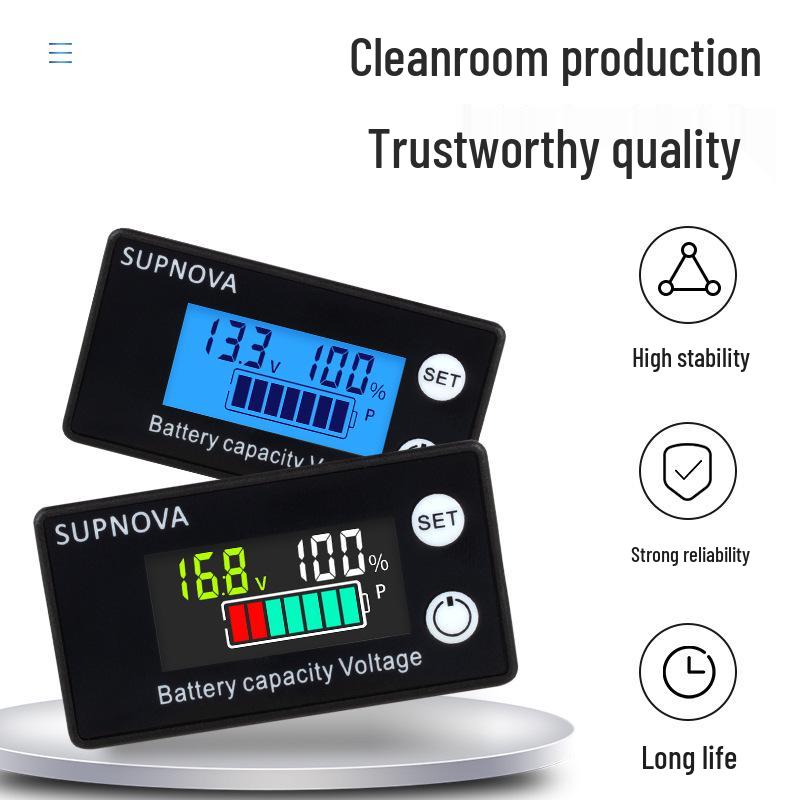 LCD Power Meter for 8-100V Electric Vehicle Batteries (Lead-Acid and Lithium)