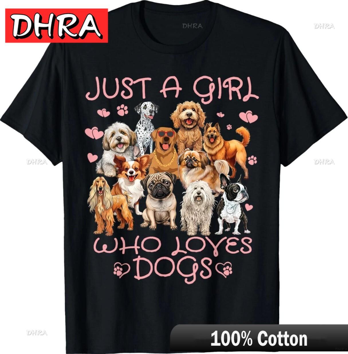 

Funny Cute Dog Puppy Lover Just A Girl Who Loves Dogs Unisex TShirt Colorful Stylish Y2K TShirts Tee for Weekend Style TShirt 4XL
