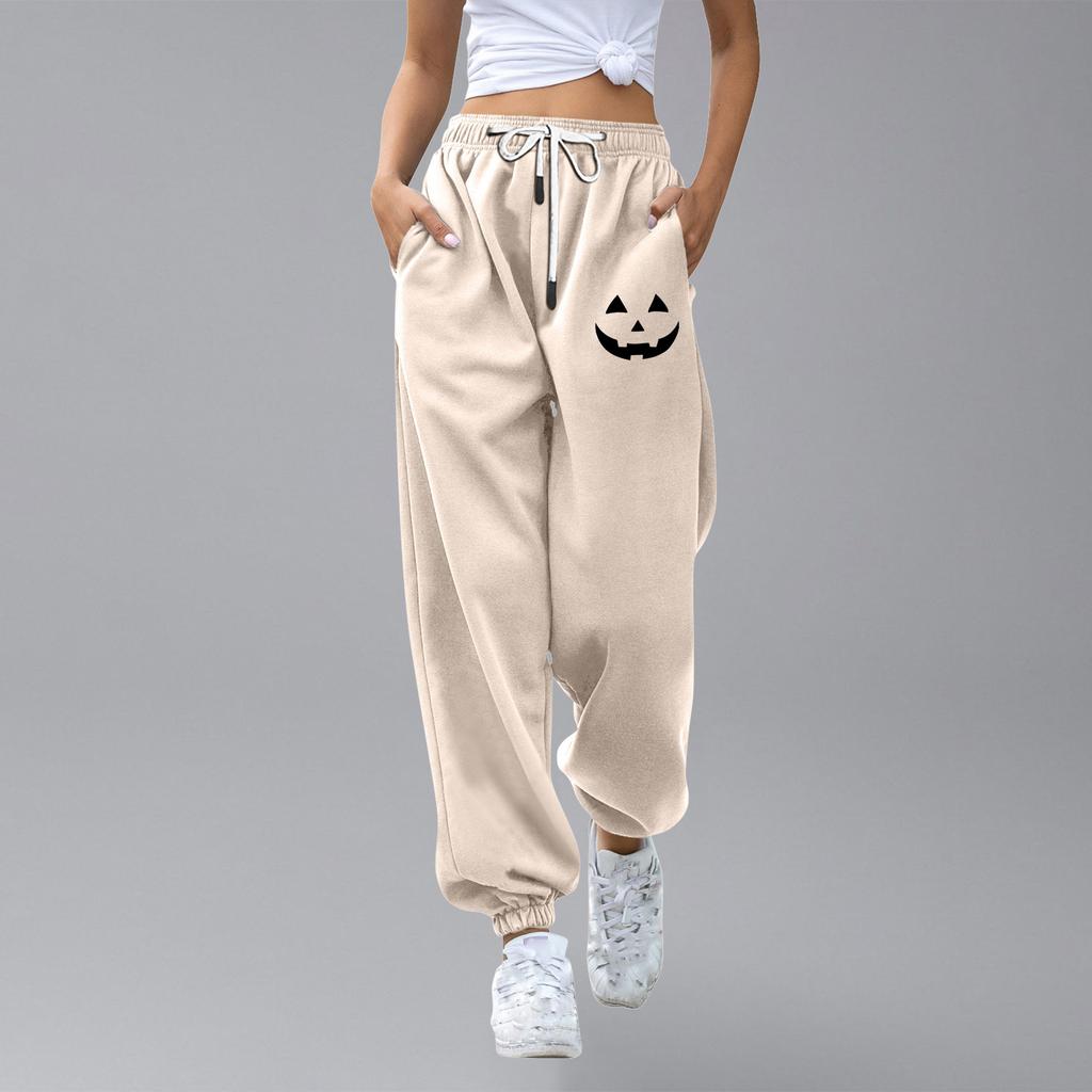 מכנסי טרנינג קז'ואל לילדים ספורט יום ליל כל הקדושים מודפס מגרדיאנט כיס שרוך