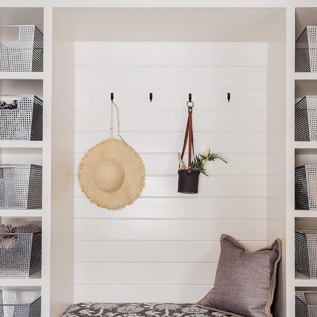 58 Pieces Key Hooks, Black Small Hooks for Hanging Hat, Jewelry, Steel Metal Hook, Kitchen Little Towel Hook with Black Screws for Farmhouse Retro