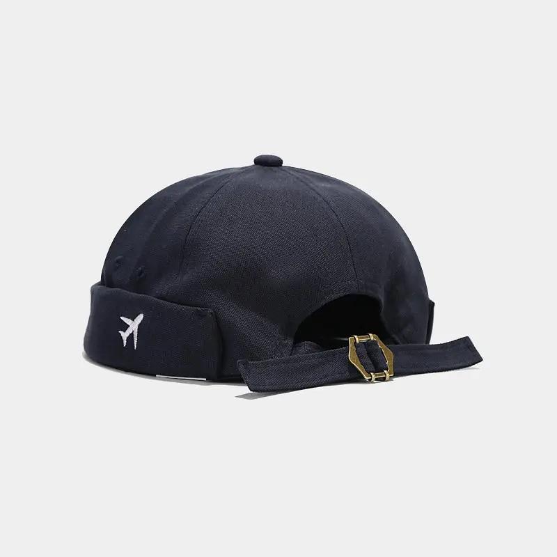 

Four Seasons Cotton Cartoon Aircraft Embroidery Docker Cap Brimless Hat Beanie Hats Landlord Sailor Cap Men and Women 104 56-60cm wear сапфіровий