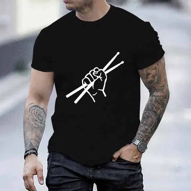 Men's T Shirt Unisex T-Shirt Drummer Drumsticks Graphic T Shirts Summer Short Sleeve Tee Tops Harajuku Streetwear Women Clothing