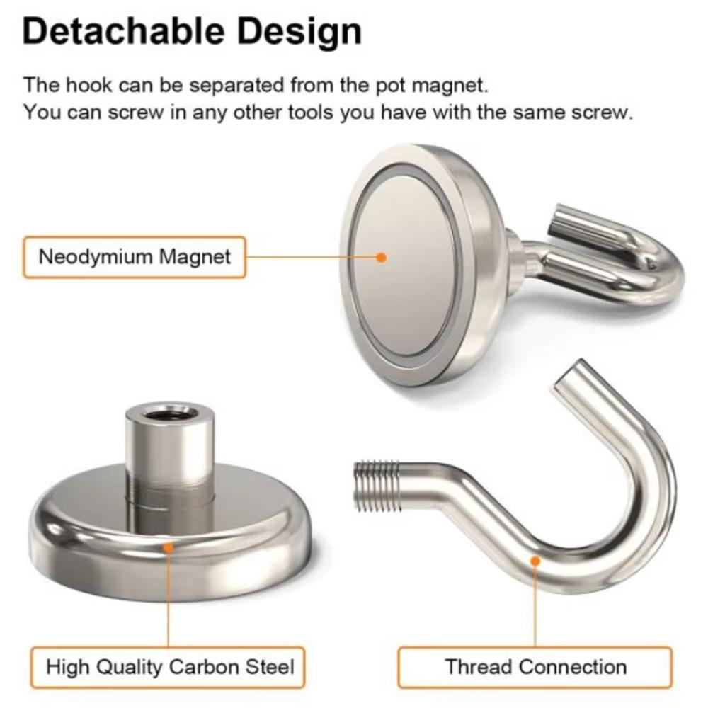 10PCS Metal Magnetic Hooks Powerful Heavy Duty Wall-mounted Hook Screw In Bathroom Accessories Suction Storage Hooks