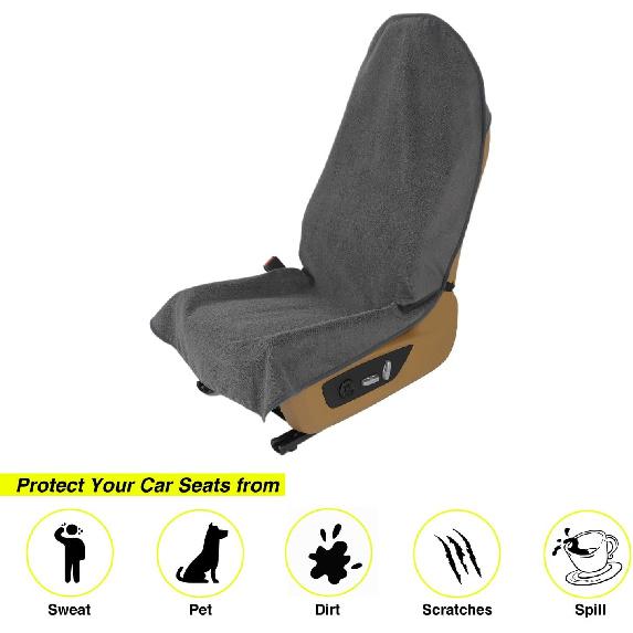 Waterproof Towel Car Seat Cover, Sweatproof Non-Slip Seat Protector, Universal Fit For Front Bucket Or Rear Bench Seat Of Cars, SUVs, Vans, Trucks,