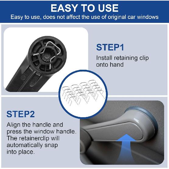 1 Pcs 76951 Window Handle Removal Tool, 20 Pcs 76980 Car Window Handle Crank Retainer Clip, Car Ide Door Panel Removal Metal Tool Kit, Universal Fit