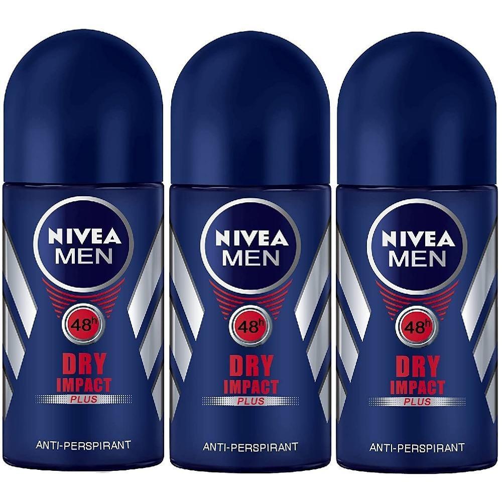 Nivea For Men Dry Impact Deodorant Roll-on 50ml 3-Pack