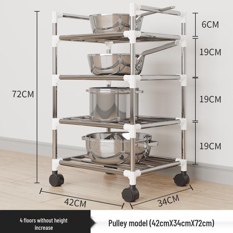 

Потовщена кована залізна підлогова кухонна стійка: Багатофункціональні, Пересувні Полиці для Горщиків та Зберігання