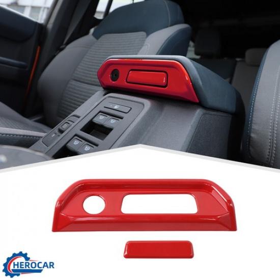 Red Car Armrest Box Switch Decoration Cover Stickers for Ford Bronco +ABS