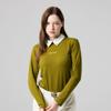 HENRY STUART T-shirt à manches longues pour femme Ligne Courbe Col Vert Olive