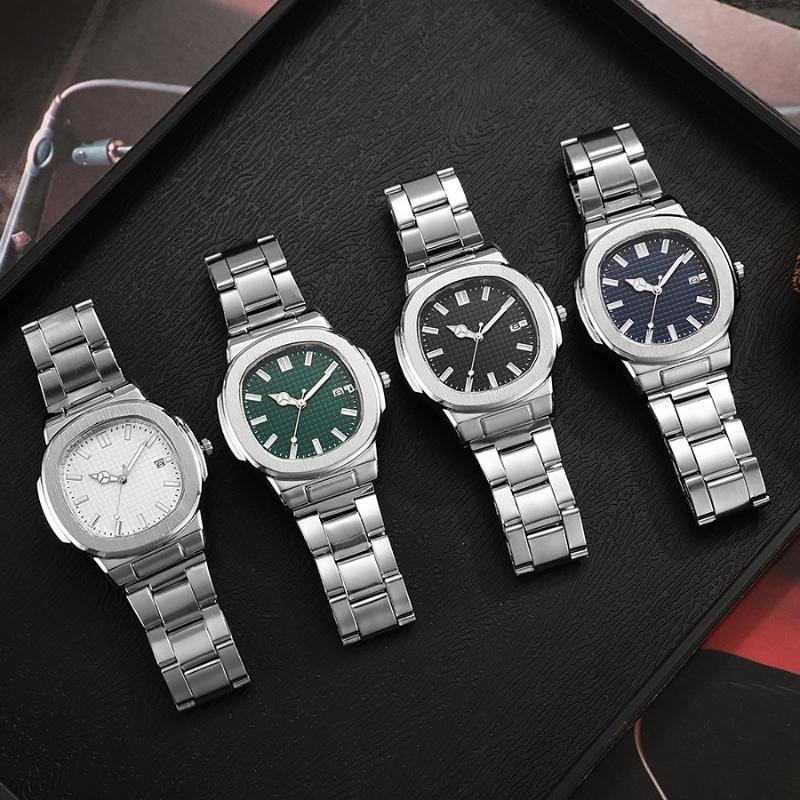 Fashion Business Man Watch Luxury Men'S Quartz Wristwatch Stainless Steel Date Man Clock Square Business Watches For Men Gift