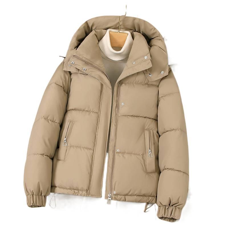 Women's Down Cotton Jacket Short Style New Korean Version Hooded Thickened Cotton Coat for Petite Women Winter Cotton Outerwear