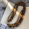 Stainless Steel Tiger Eye Beaded Necklace Choker with Yuanbao Buckle - Chinese Light Luxury Autumn/Winter Sweater Chain