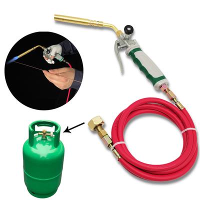 Germany Style Liquefied Gas Welding Gun Double Switch Portable MAPP Flamethrower Spiral Flame with 1.6m Rubber Hose for Barbecue