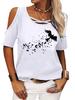 Women Casual Short Sleeve Shirt Summer O Neck T-shirt Ladies Fashion Print Off Shoulder Top