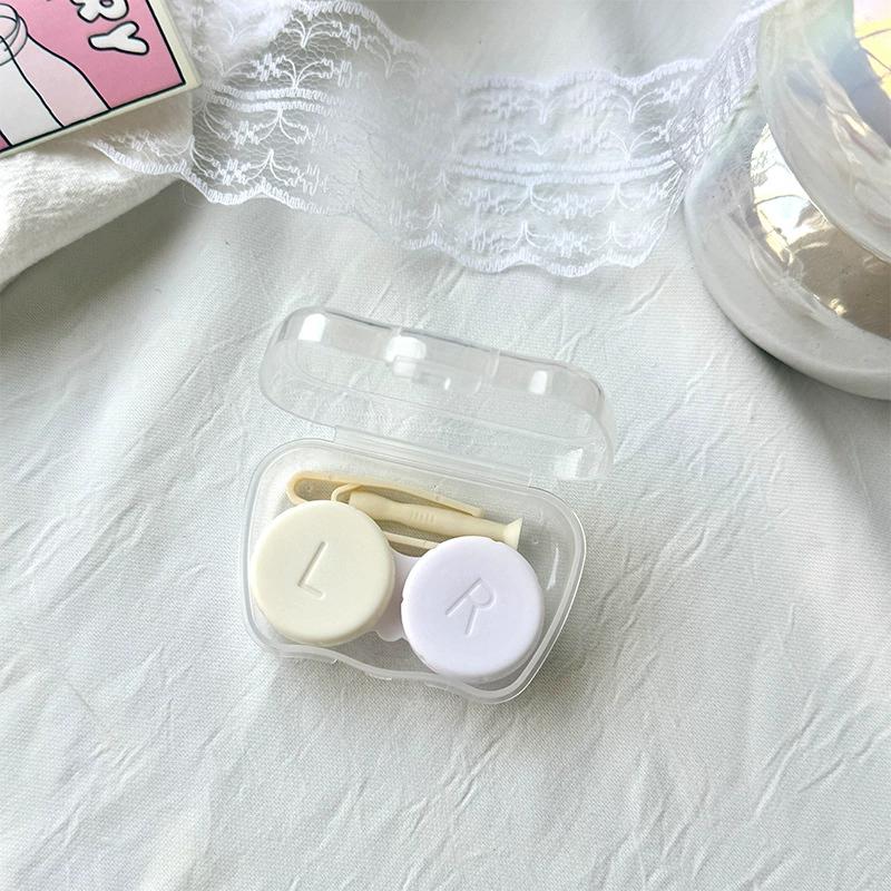 Macaron kolorowe etui na soczewki kontaktowe dziewczyna czarne fioletowe etui na soczewki kontaktowe z silikonową pęsetą mini kieszonkowe pudełko