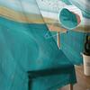 Luxury Tulle Curtains Teal Gradient Marble Pattern Living Room Kitchen Chiffon Curtain Youth Bedroom Sheer Floor Valance Curtain