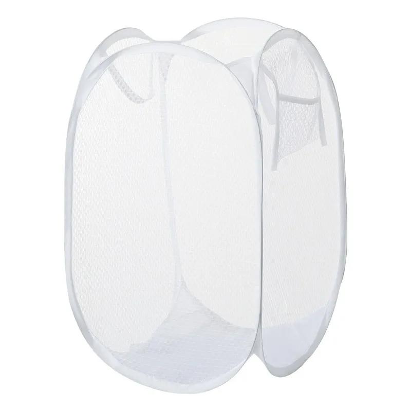 Laundry Basket Foldable Mesh Storage Bag For Dirty Clothes Organizer In Bathroom Washing Room Home Use белый 1080₽