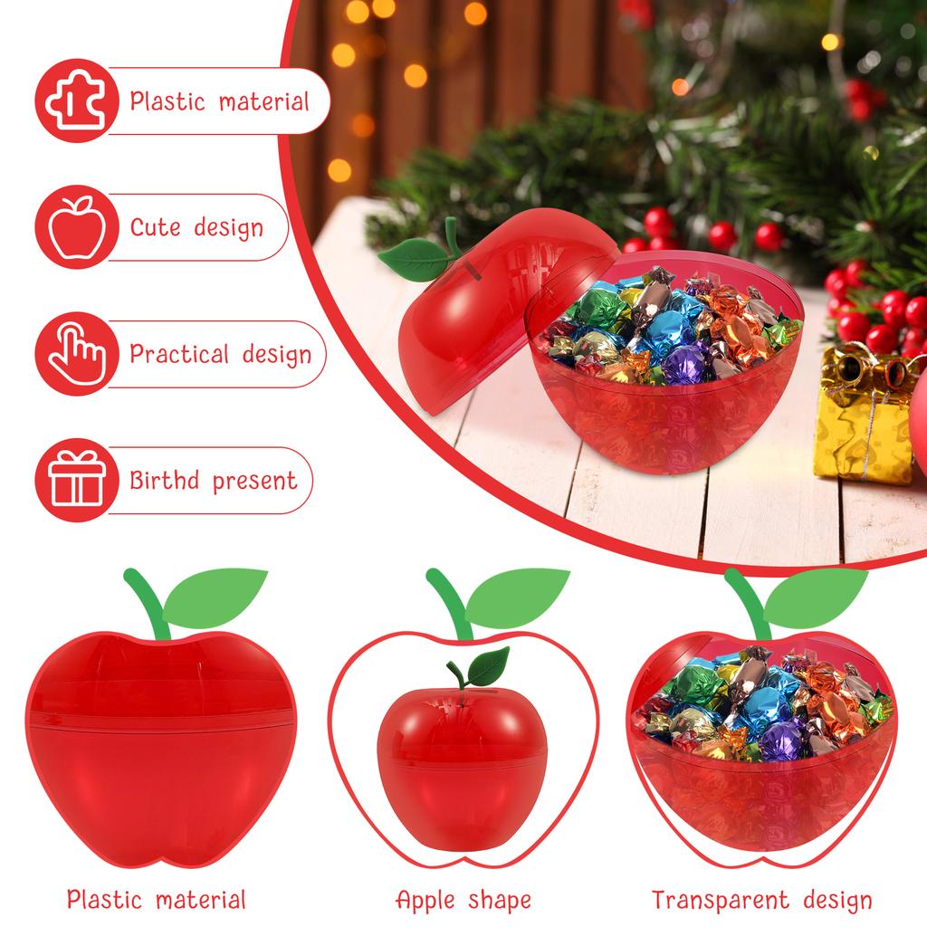 12Pcs Candy Container Apple Shape Containers Decorations Plastic Cookie Jars Apple Container Candy Boxes Apples Gift Party Favor