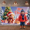 Xmas Backdrop Gift Box Decor Winter Celebration Banner Santa Cow Banner Red & Green Holiday Background For Christmas Party Home