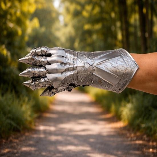 Medieval Steel Gauntlets with Claws, Gothic Knight Armor Gloves, Fantasy LARP Costume