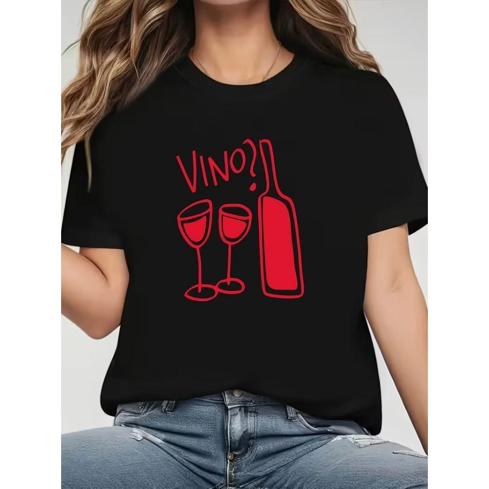 Letter Bachelorette Party T-Shirt Women’s Crew Neck Short Sleeve Tee Spanish Cocktail Crown Print Top