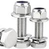 304 Stainless Steel Hex Bolt & Nut Set with Nylon Flange Nut and Washer Combo