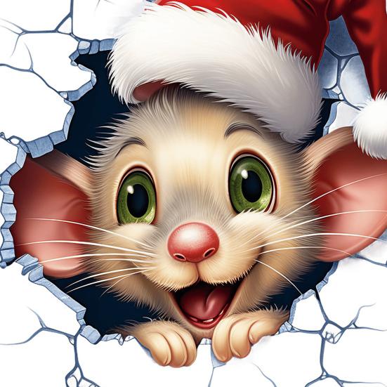 Christmas Wall Decals Animal Design Sticker PVC Removable 2D Sticker Creative Broken Wall Art for Kids Bedroom Playroom Home Decor