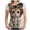 Womens  Fashion 3D Cat Print Casual T-Shirt Summer Short Sleeve  T Shirts