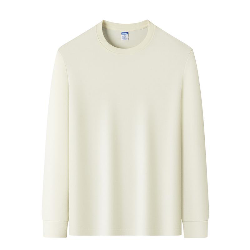 Men's Pure Cotton Round-Neck Long-Sleeve Hoodie - Comfortable, Loose-Fit, Solid Color for All Ages