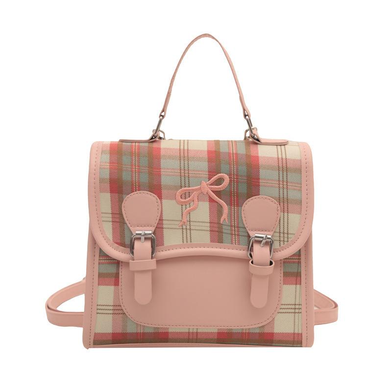 Fashion New Korean Version Cute Girl Plaid Backpack Student Casual Small Backpack Portable Texture Girl Schoolbag