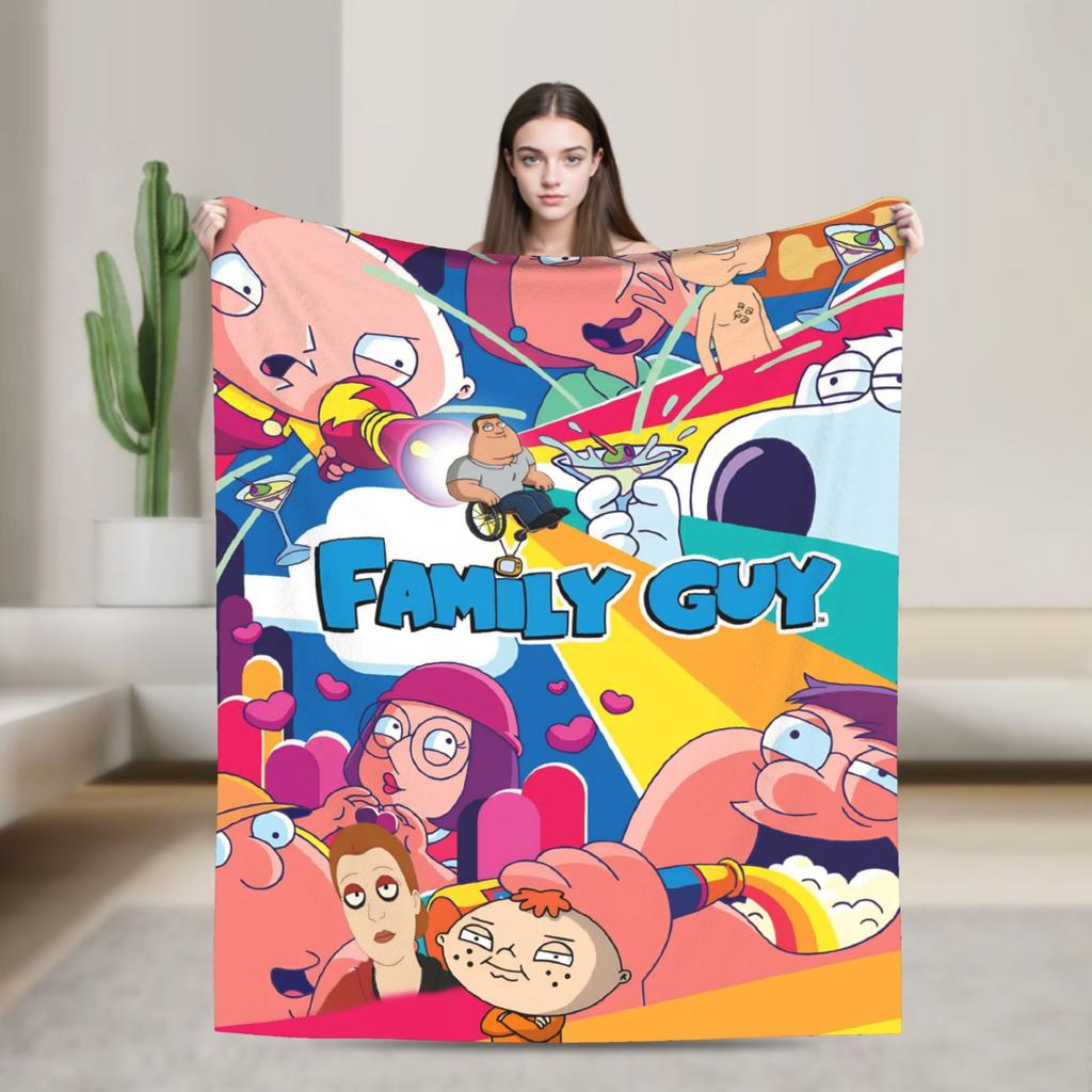 Families Peter Griffin Guys Stewie Soft Blankets Picnic Plush Throw Blanket Comfortable Bedroom Flannel Bedspread Sofa Bed Cover