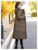 Brand Women's Long Genuine Goose Down Jacket - Super Thick Winter Coat for Middle-Aged & Elderly.