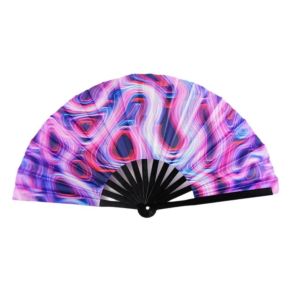 New Foldable Bamboo Fan 33cm Lightweight Holding Laser Colors Hand Fan Portable PVC Clack Clapping Fans for Line Dancing