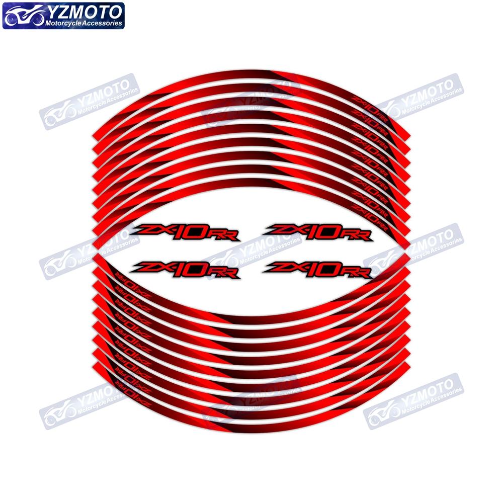 For ZX-10RR ZX10RR ZX 10RR Motorcycle Accessories Sticker 17 Inch Front Rear Wheel Hub Decal Reflective Decoration Rim Stickers