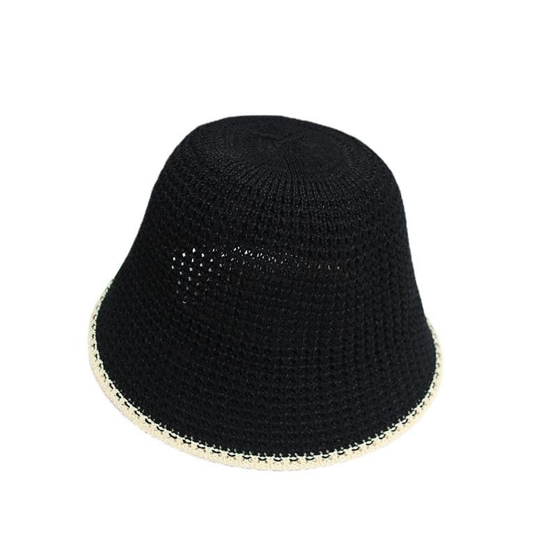 Japanese-style Foldable Fisherman Hat for Women, Korean Version Sun Protection Hat, Simple Color-blocking Milk Silk Woven Bucket Hat