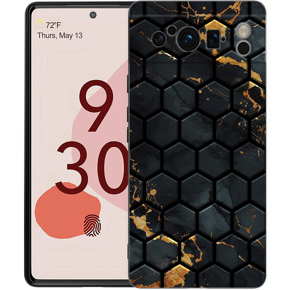 Luxury Phone Case For Google Pixel 10 9 8 9A 8A 7 7A 6 Pro XL 6A 5G Black Soft Back TPU Cover Honeycomb Pattern