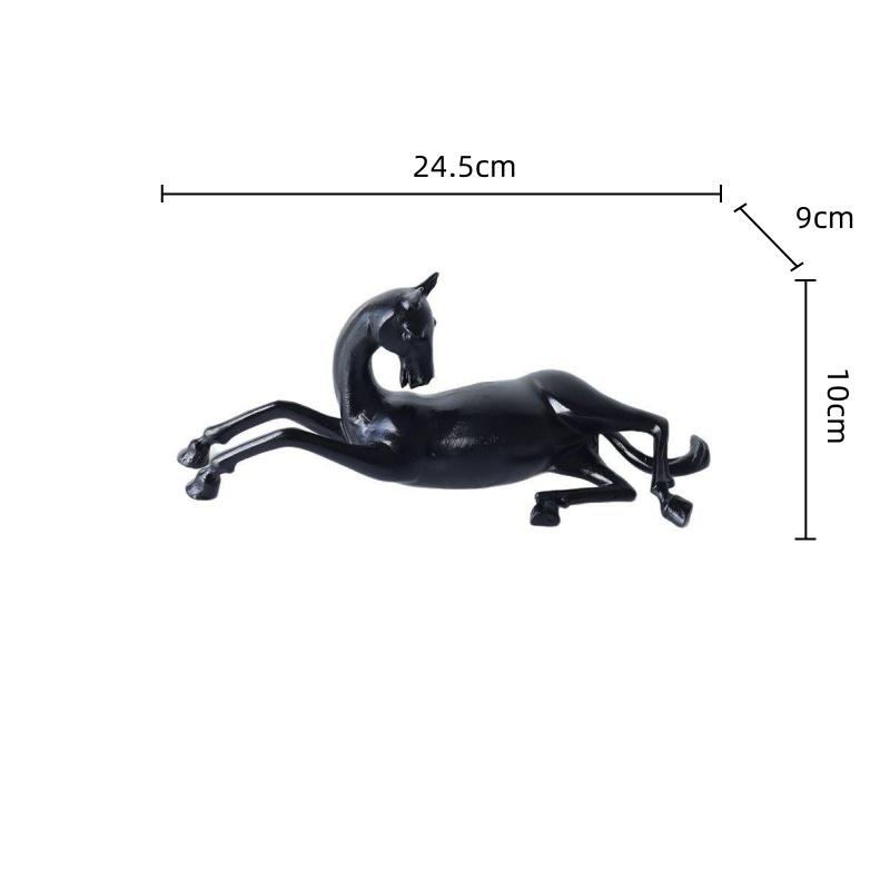 

Metal Handicrafts Black Horse Simulation Animal Sculpture Black Horsereclining Statue Metal Figurine Home Decoration Accessories