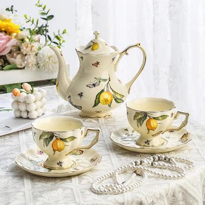 Vintage Ceramic Coffee Cup & Saucer Set for French and English Afternoon Tea