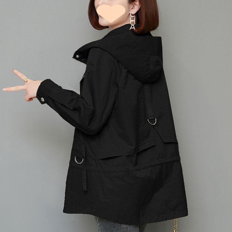 Mother's Windbreaker Women's Spring Autumn Middle Aged Mother's Loose Thin Coat Korean Lining Trench Hooded