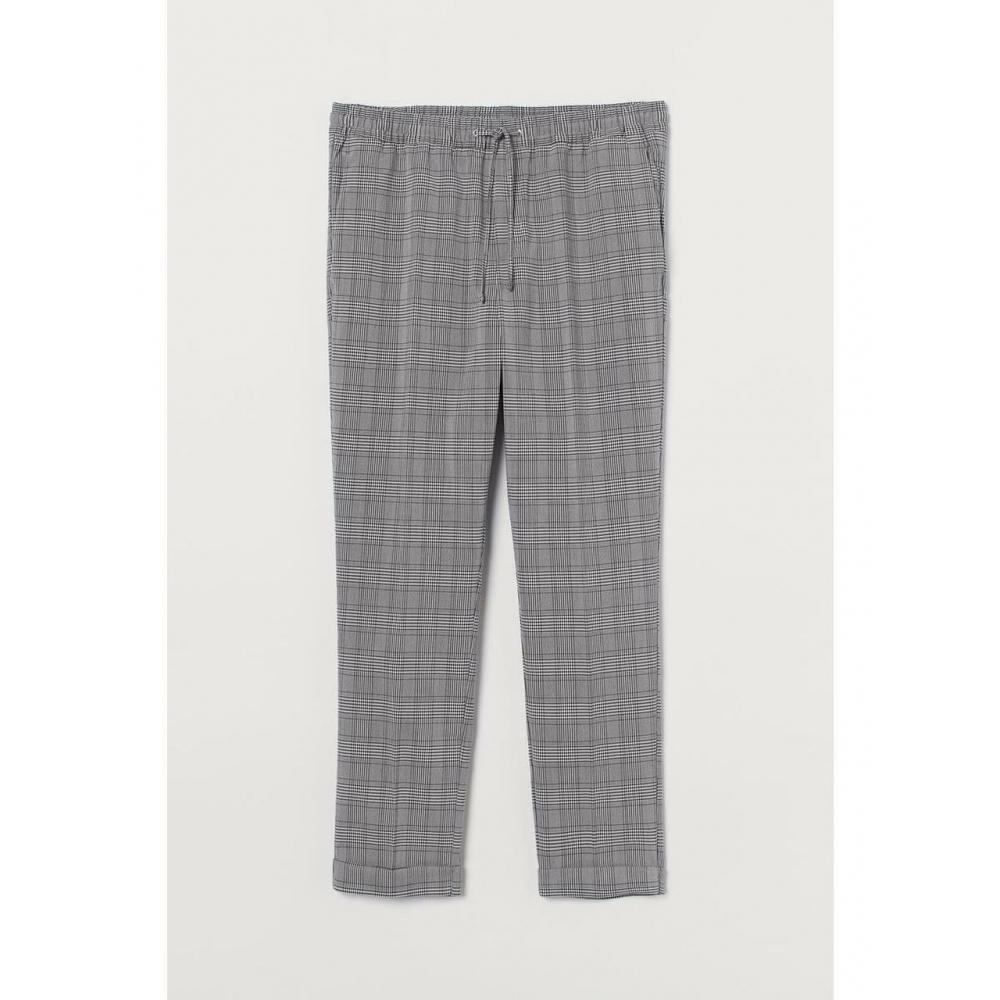 

Брюки-джоггеры HM slim fit, черные, в белую клетку 0766402041 XSEUR XSS