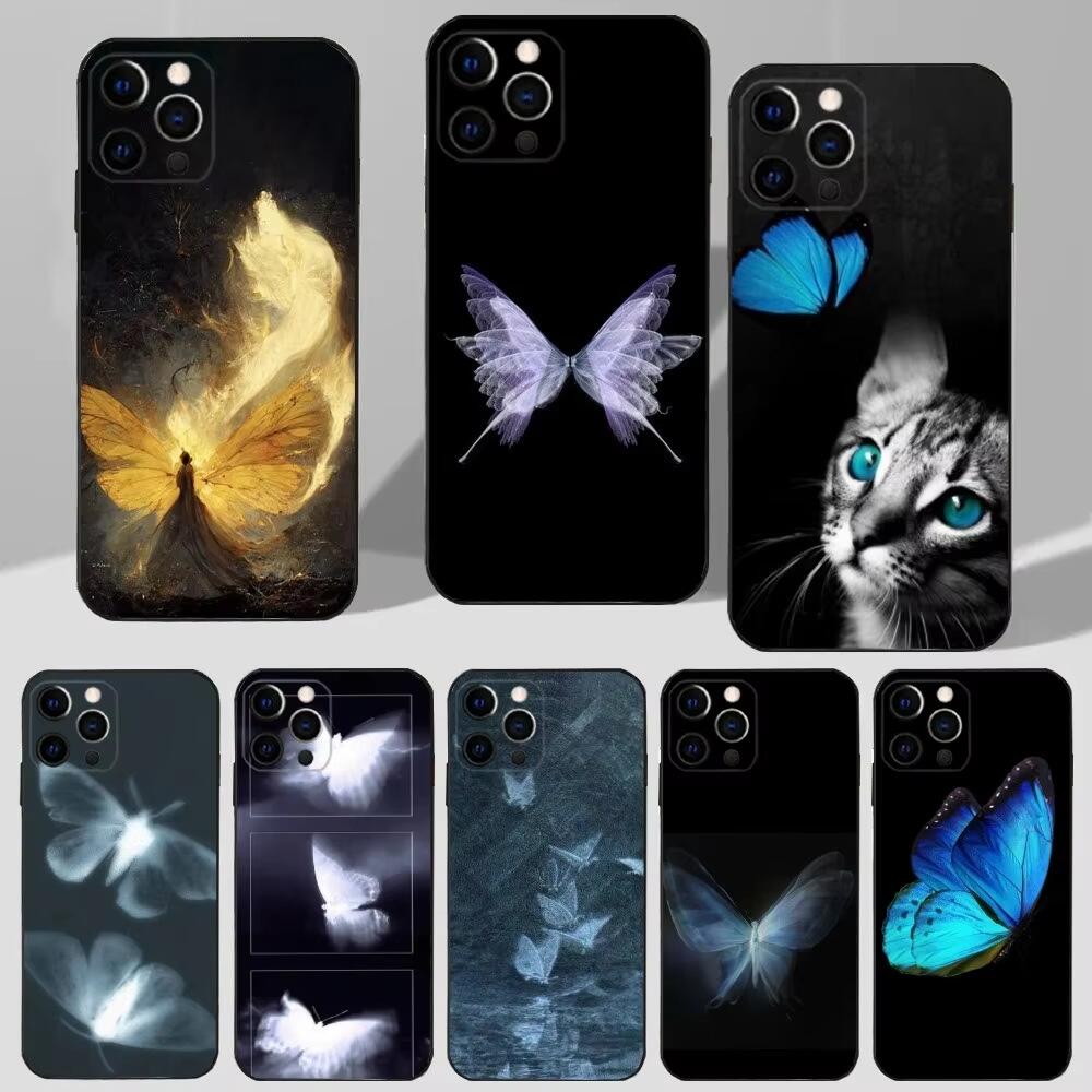 Yiduo Lotus is suitable 17 phone case, cat blue butterfly new anti-drop case for Apple 15/14 Pro Max