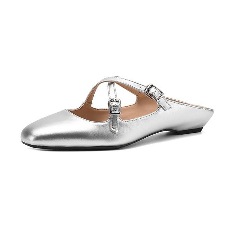 Krazing Pot Microfiber Mules Med Heels Office Lady European Design Fashion Summer Size 43 Size 42 Women Sandals
