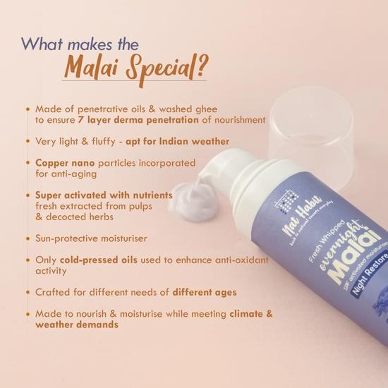 Nat Habit Fresh Whipped Overnight Malai - Deep Night Restore With Vitamin E, K & Regen - Face Cream For Moisturization, Anti-Aging (30g)