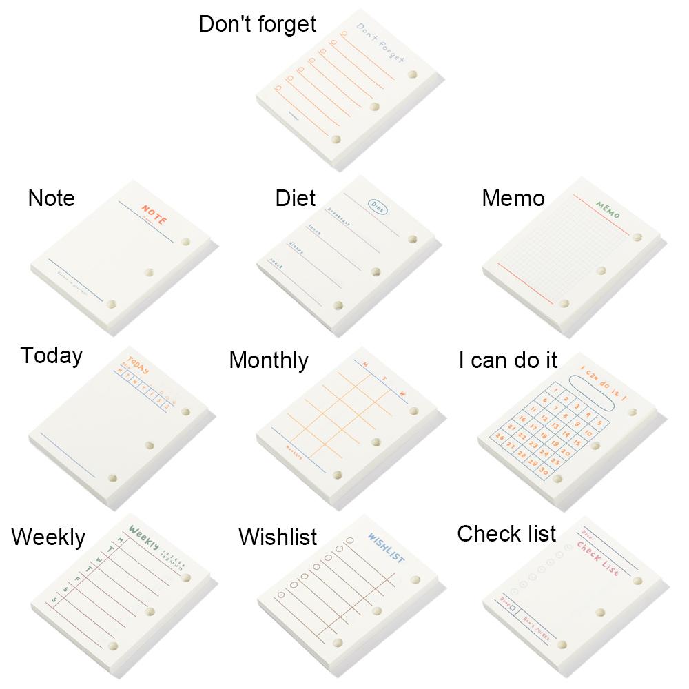 Rings Binder Daily Plan Notebook Inner Core Inner Pages Loose-leaf Refill Paper Refillable 3-hole