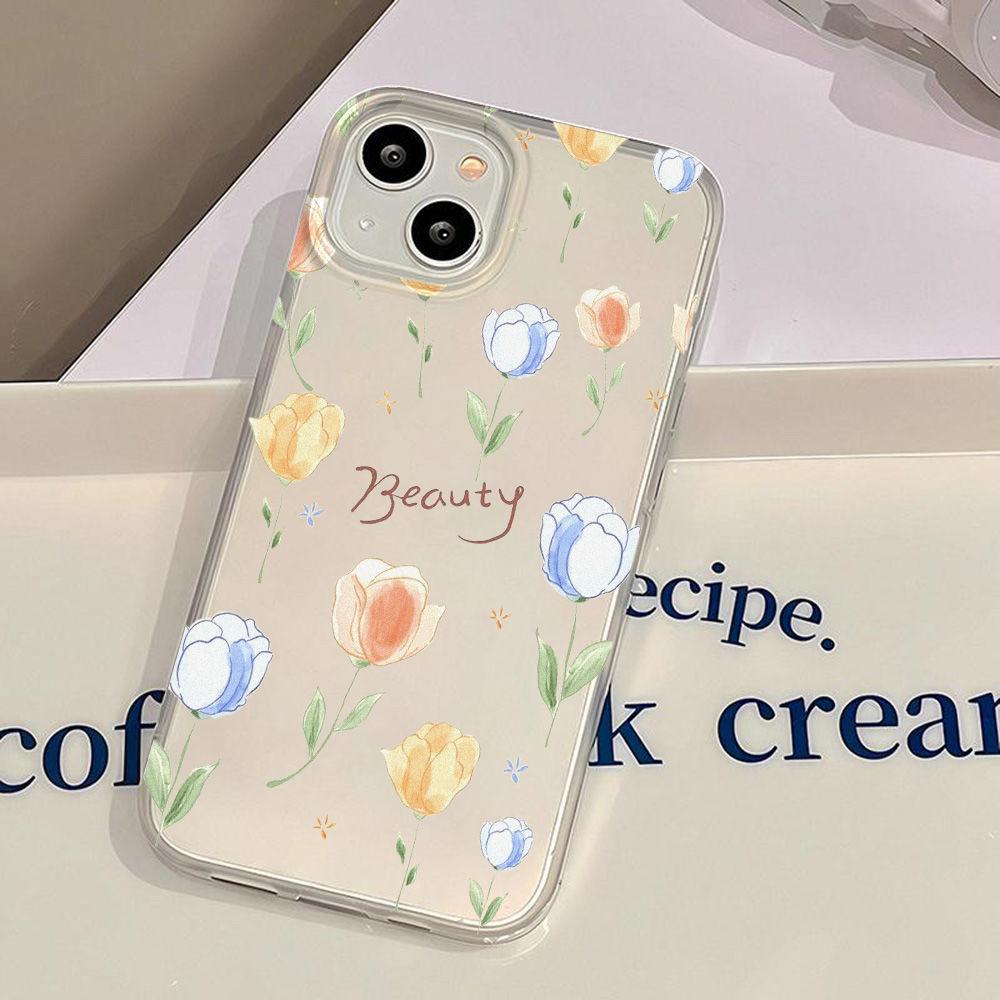 Personalized Blue Tulip for iPhone17 ProMax Mobile Phone Case 17 Apple 16/15 Matte 14 Soft Case