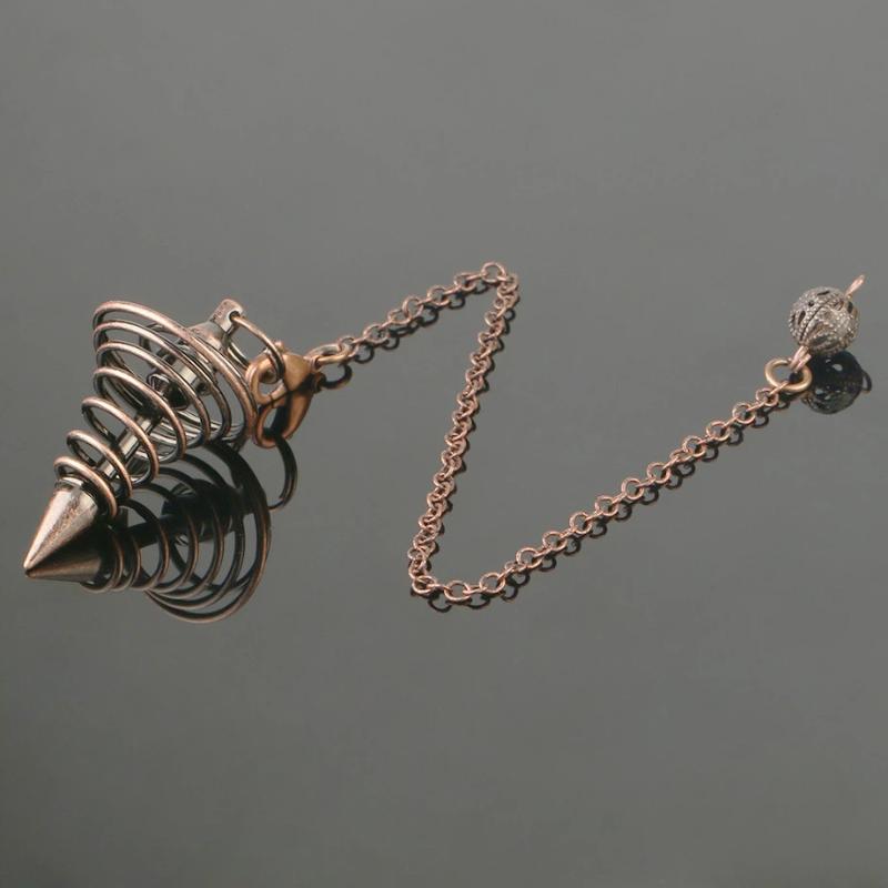 Dowsing Witch Spiritual Copper Pendulum Pointed Meditation Energy Spiral Metal For Women Girls